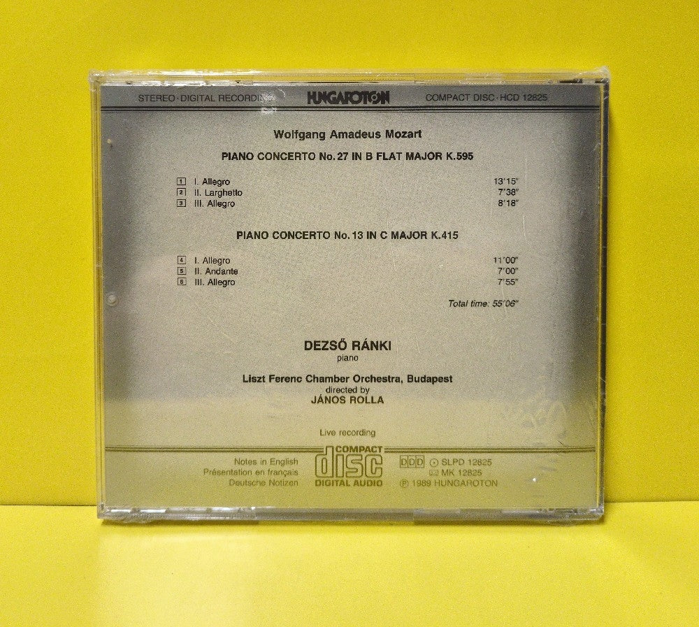 Mozart, Dezso Ranki, Liszt Ferenc Chamber Orchestra, Janos Rolla - Piano Concertos In C Major, K.415 & In B-Flat Major, K.595 - 1989 - HCD 12825 - New - Sealed - CDs - Hungary Import
