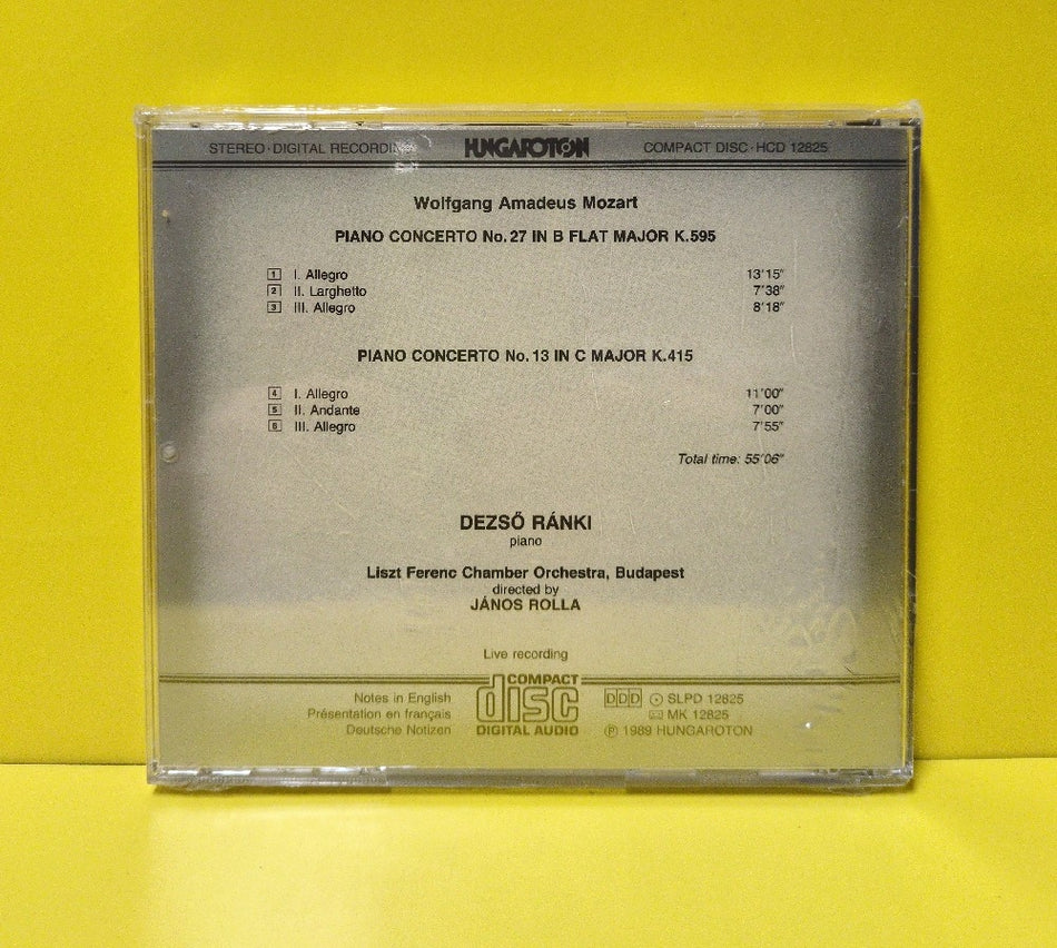 Mozart, Dezso Ranki, Liszt Ferenc Chamber Orchestra, Janos Rolla - Piano Concertos In C Major, K.415 & In B-Flat Major, K.595 - 1989 - HCD 12825 - New - Sealed - CDs - Hungary Import