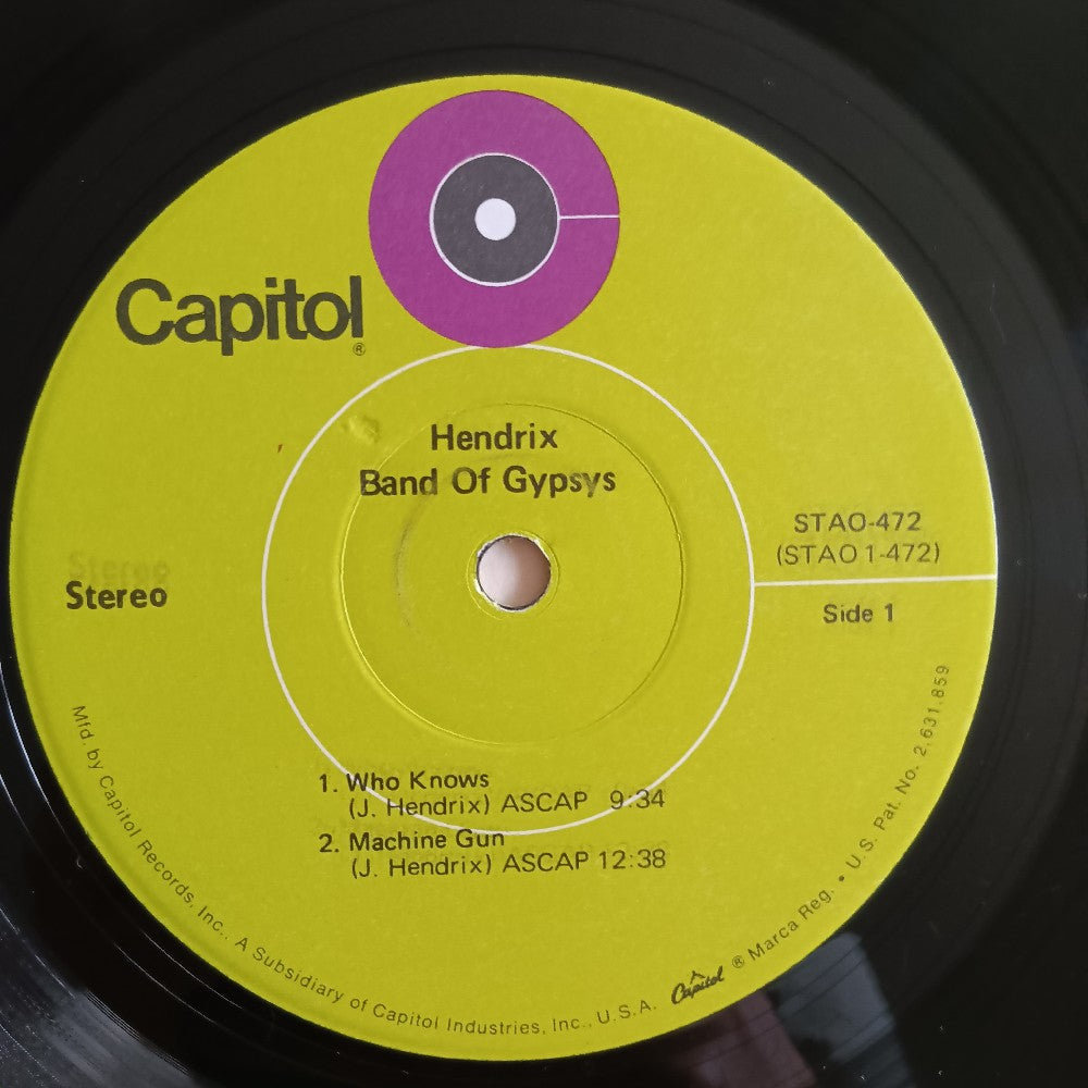 Jimi Hendrix - Band Of Gypsys OG Green Capitol - 1970 - STAO-472 - Used - VG++ - Vinyl