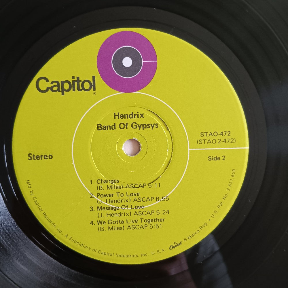 Jimi Hendrix - Band Of Gypsys OG Green Capitol - 1970 - STAO-472 - Used - VG++ - Vinyl