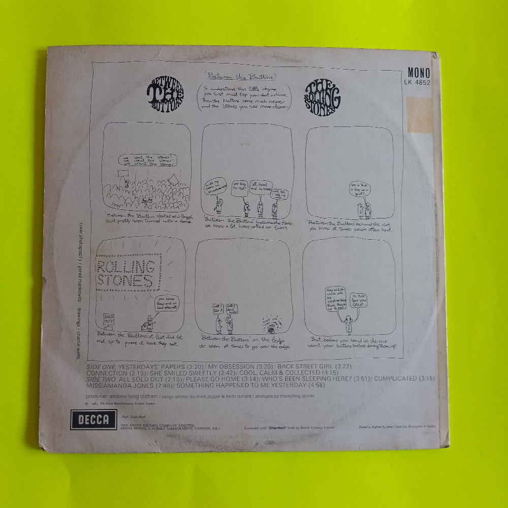 Rolling Stones - Between The Buttons OG UK MONO - 1967 - LK 4852 - Used - VG+ - Vinyl