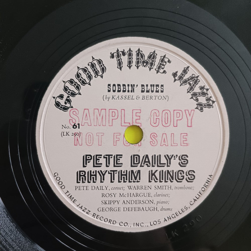 Pete Daily's Rhythm Kings - Sobbin' Blues PROMO 10" 78 - Good Times Jazz 61 - Used - VG+ - Vinyl