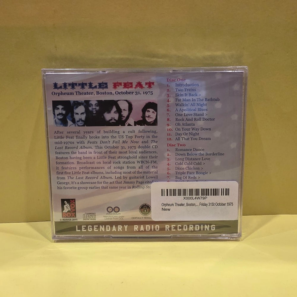 Little Feat - Orpheum Theater, Boston Oct. 31, 1975 - 2015 - RV2CD1003 - New - Sealed - CDs