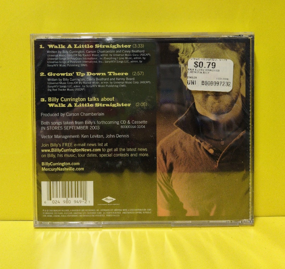 Billy Currington - Walk A Little Straighter - 2003 - B0000972-32 - New - Sealed - CDs