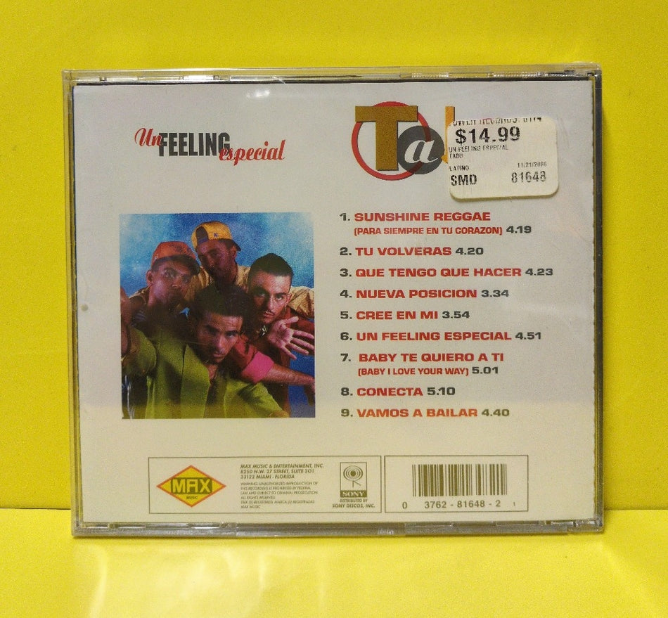 Tabú - Un Feeling Especial - 1995 - 03762816482 - New - Sealed - CDs