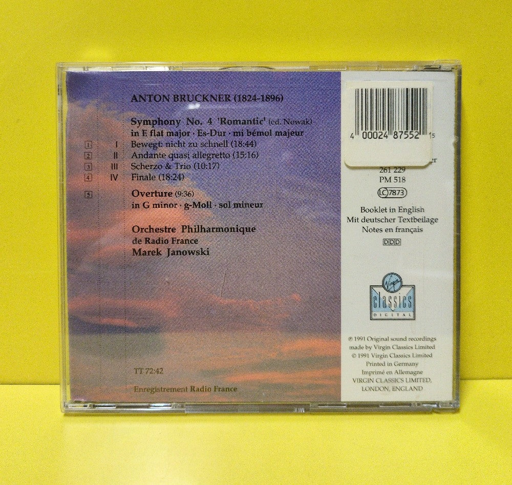 Anton Bruckner, Marek Janowski, Orchestra Philharmonique de Radio France - Symphony No. 4 / Overture in G minor - 1991 - VC 7 91206-2 - Used - EX - CDs - UK Import