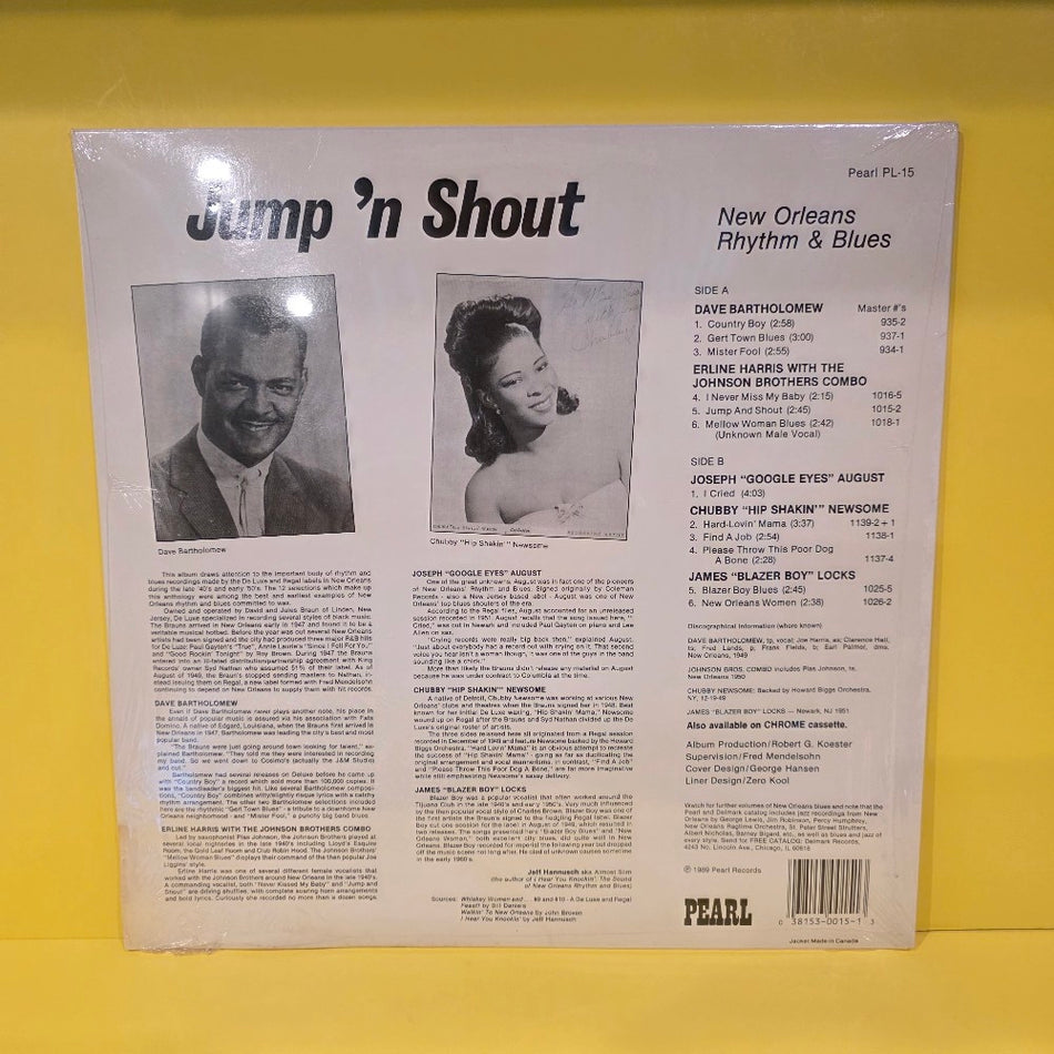 Various - Jump 'n Shout; New Orleans Rhythm & Blues - 1989 - PL-15 - New - Sealed - Vinyl