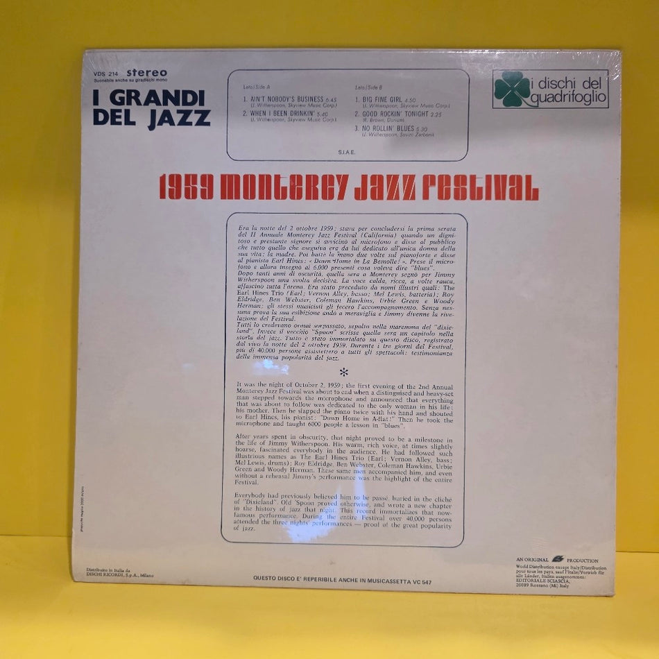 Jimmy Witherspoon  - 1959 Monterey Jazz Festival  - 1970 - VDS 214 - New - Sealed - Vinyl