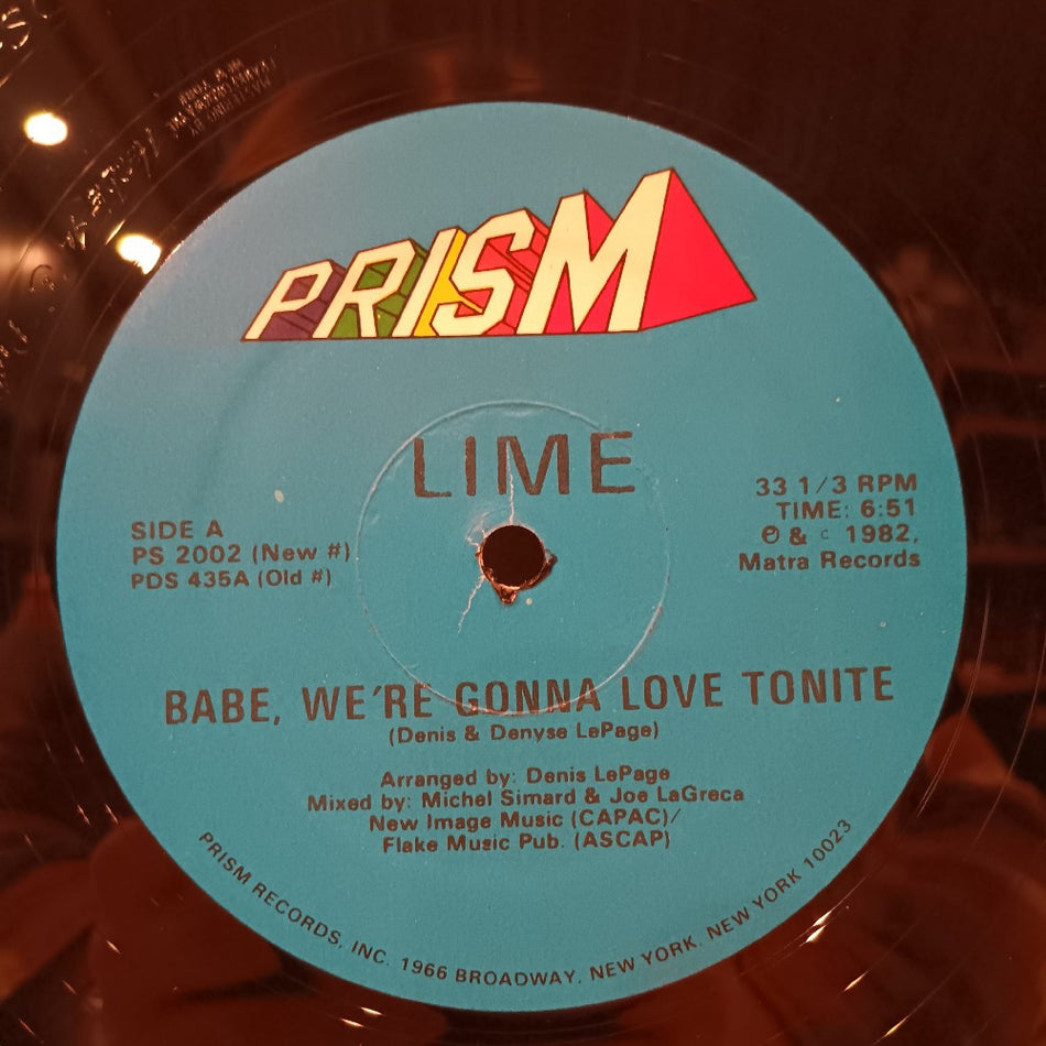 Lime - Babe We're Gonna Love Tonight 12" - 1982 - PS2002 - Used - VG++ - Vinyl
