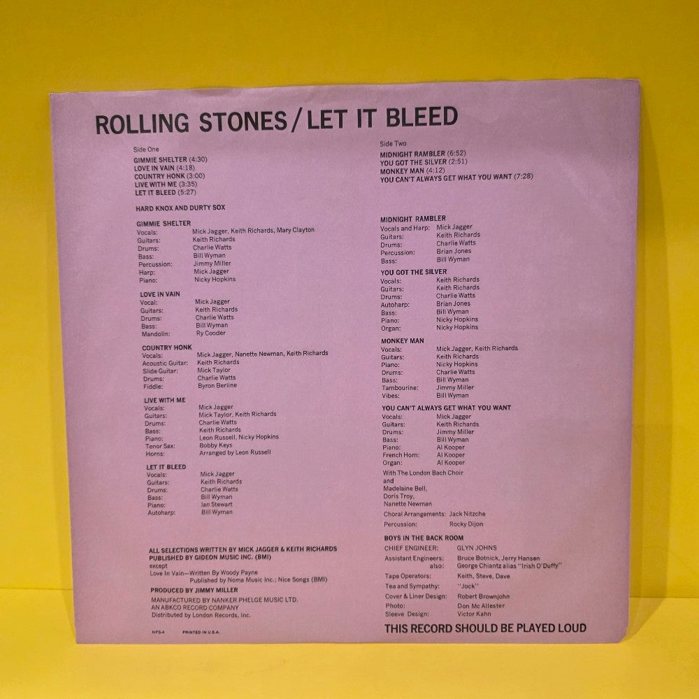 Rolling Stones  - Let It Bleed - 1969 - NPS-4 - Used - VG++ - Vinyl