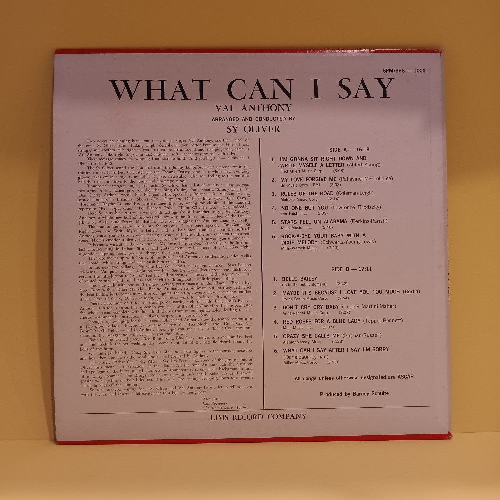Val Anthony & Sy Oliver - What Can I Say? PROMO - 1966 - SPS 1000 / SPM 1000 - Used - VG++ - Vinyl