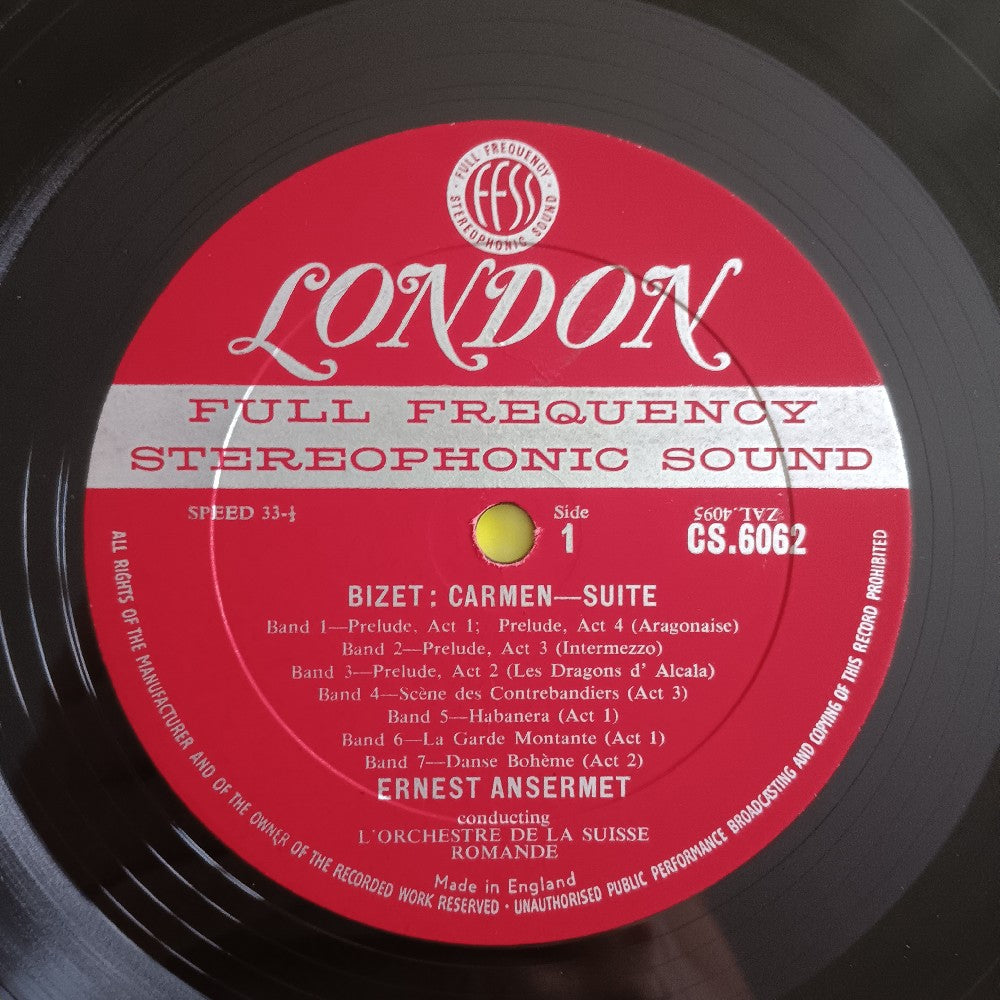 Ernest Ansermet / Bizet - Carmen Suite & L'Arlesienne - 1959 - CS 6062 - Used - VG++ - Vinyl