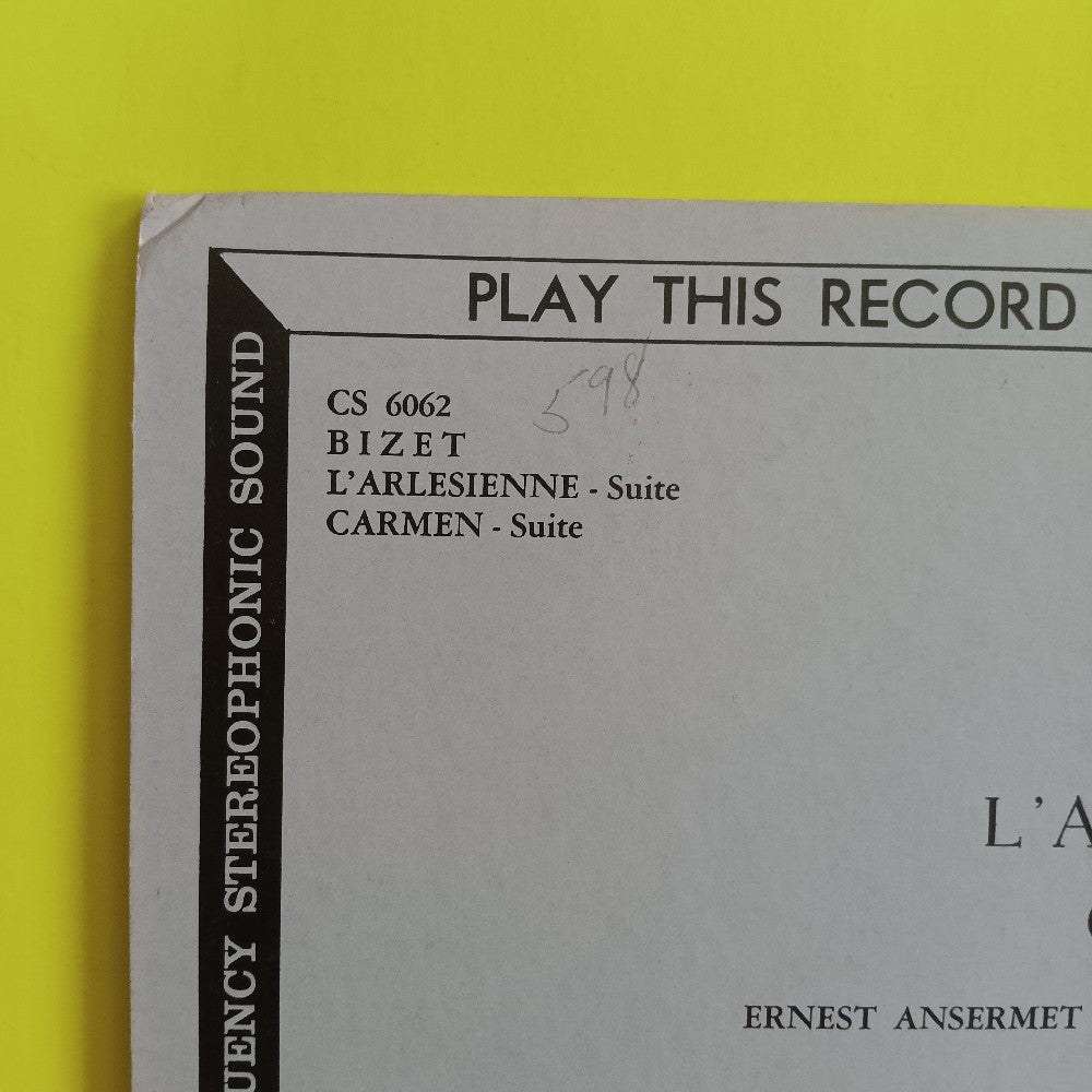 Ernest Ansermet / Bizet - Carmen Suite & L'Arlesienne - 1959 - CS 6062 - Used - VG++ - Vinyl
