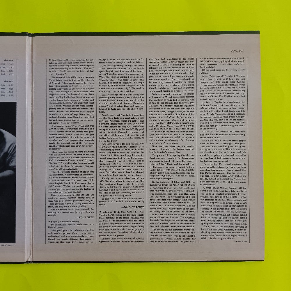 Santana Getz / Joao Gilberto - Getz / Gilberto OG Mono - 1964 - V-8545 - Used - VG++ - Vinyl