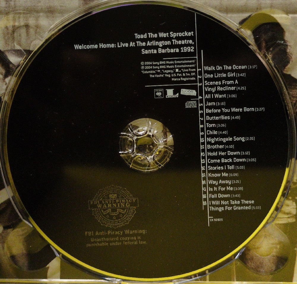Toad The Wet Sprocket - Welcome Home: Live At The Arlington Theatre, Santa Barbara 1992 - 2004 - CK92825 - Used - EX - CDs