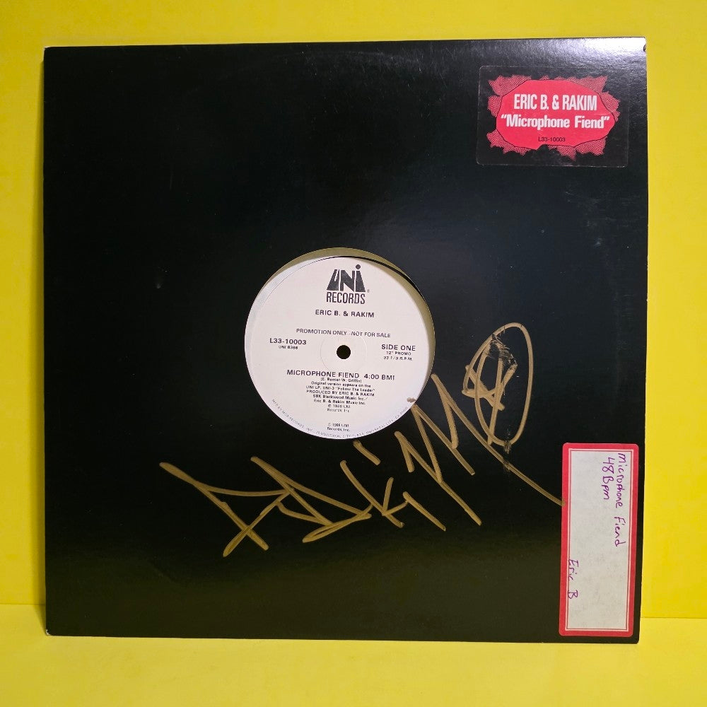 Eric B. Rakim - Microphone Fiend / Promo/ Autographed  - 1988 - L33-10003 - Used - VG++ - Vinyl