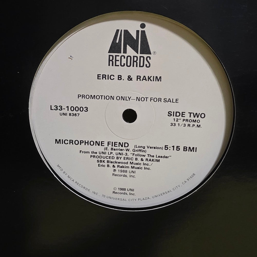 Eric B. Rakim - Microphone Fiend / Promo/ Autographed  - 1988 - L33-10003 - Used - VG++ - Vinyl