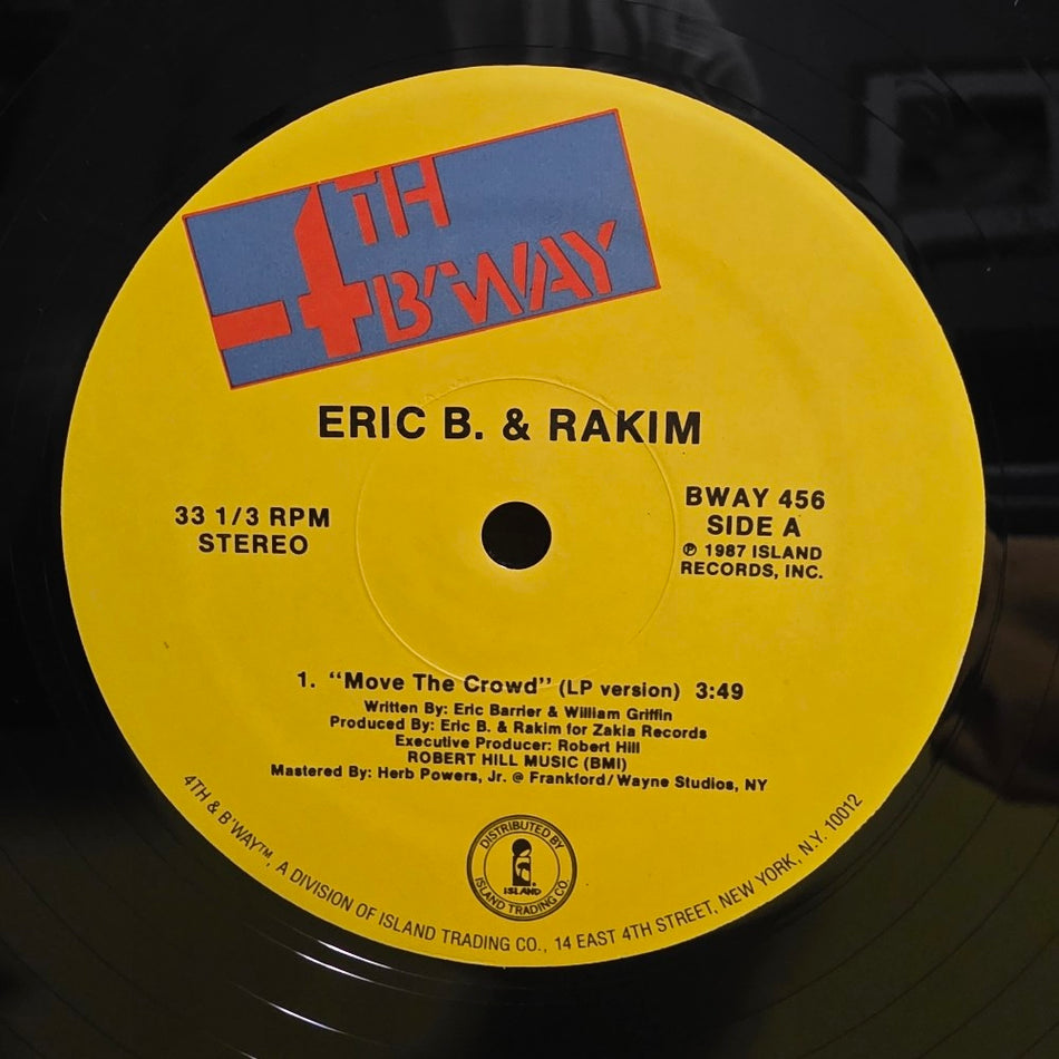 Eric B. Rakim - Move The Crowd / Paid In Full (Remixes) Autographed  - 1987 - BWAY 456 - Used - VG+ - Vinyl