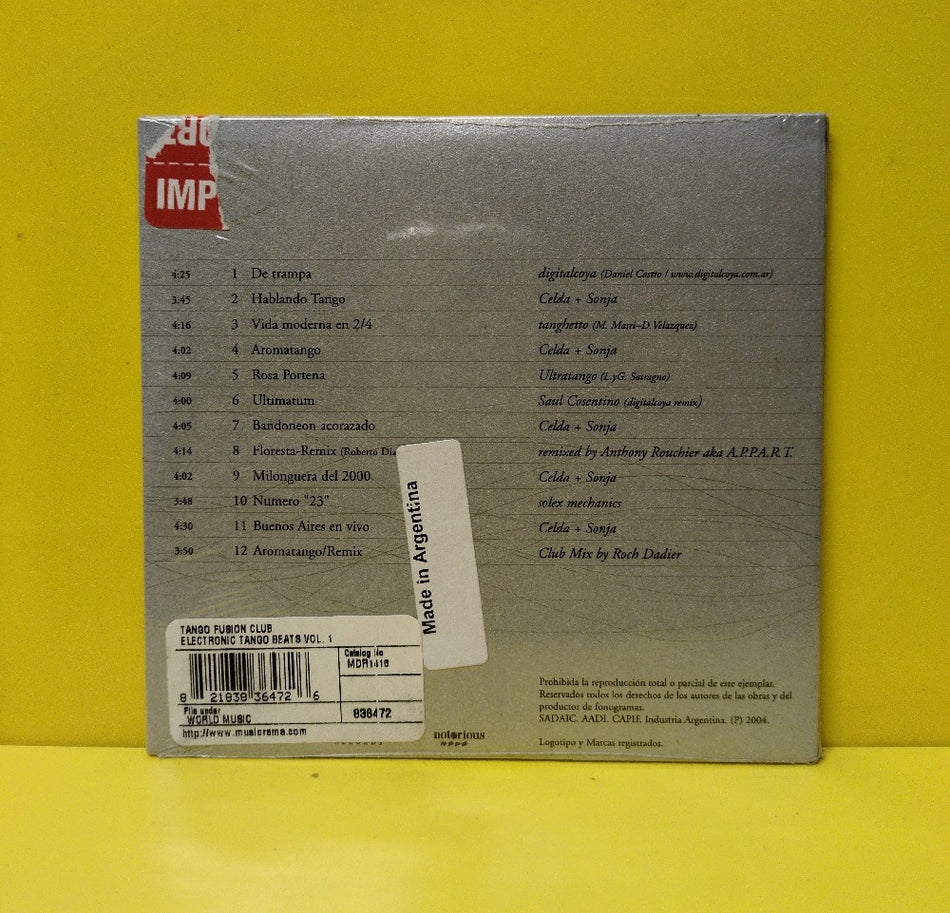 Tango Fusion Club - Tango Fusion Club, Vol 1: Electronic Tango Beats - 2004 - MDR1416 - New - Sealed - CDs - Argentina Import