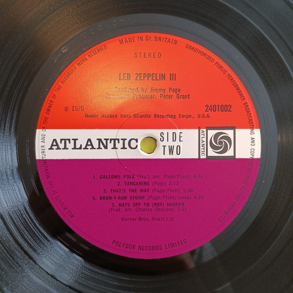 Led Zeppelin  - III OG UK 1st Press - 1970 - 2401002 - Used - VG+ - Vinyl