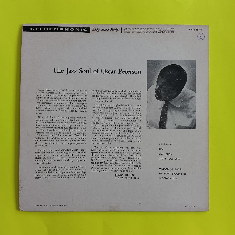 Oscar Peterson - The Jazz Soul Of Oscar Peterson - 1959 - V6-8351 - Used - EX - Vinyl
