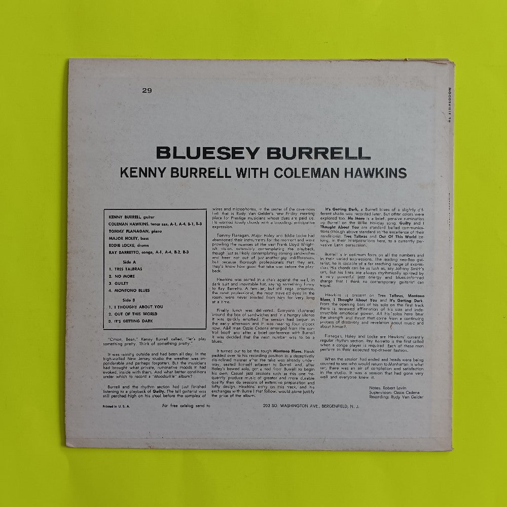 Kenny Burrell With Coleman Hawkins - Bluesey Burrell RVG Misprint - 1963 - MVLP 29 - Used - EX - Vinyl