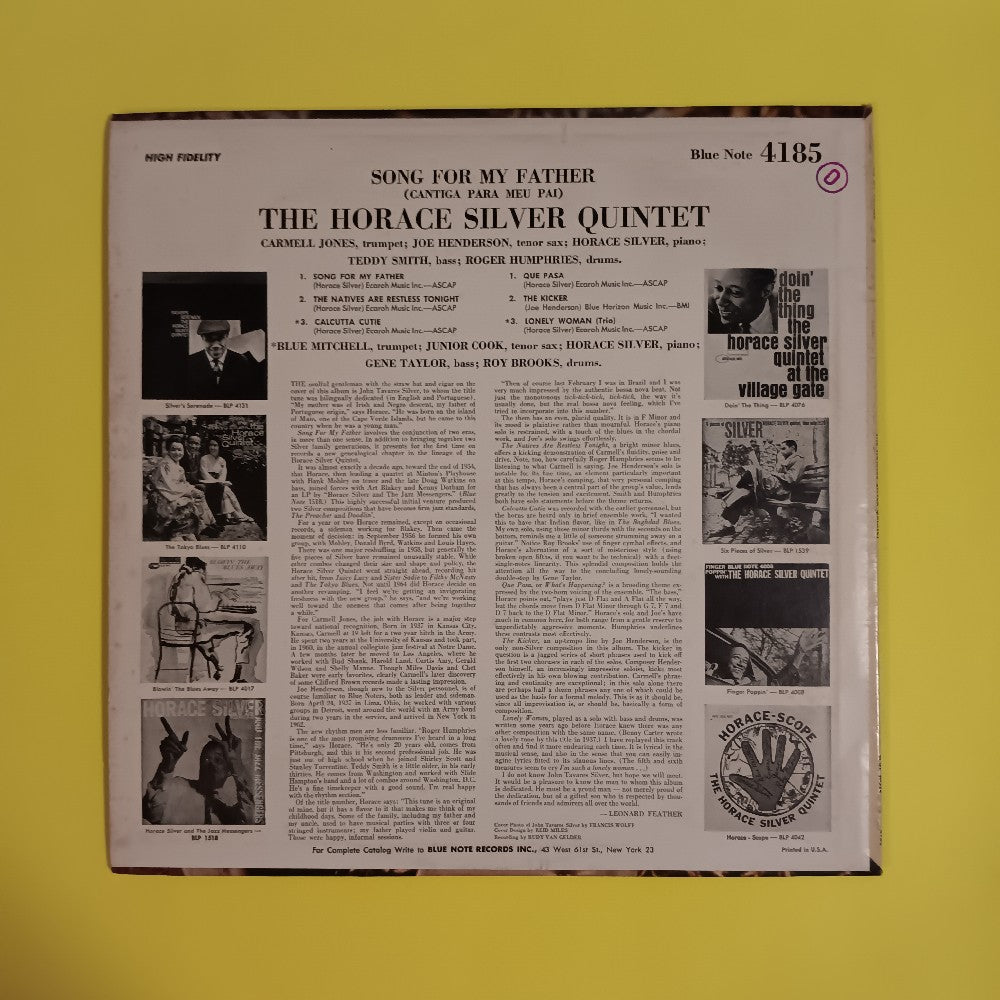 Horace Silver Quintet - Songs For My Father MONO RVG P EAR - 1964 - BLP 4185 - Used - VG++ - Vinyl