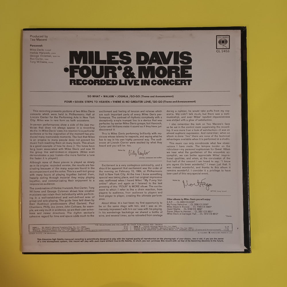 Miles Davis - Four & More Recorded Live OG 2 EYE MONO - 1966 - CL 2453 - New - Sealed - Vinyl