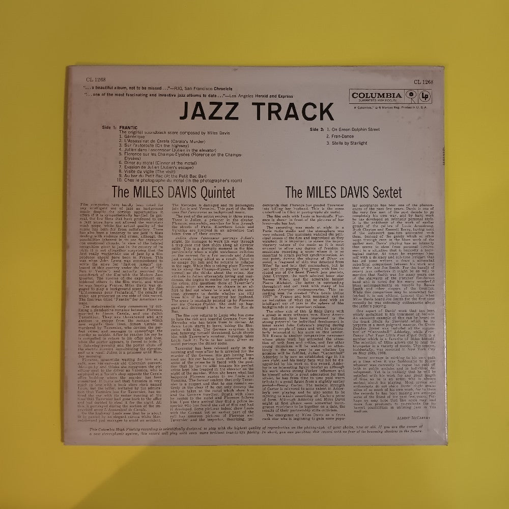 Miles Davis - Jazz Track / Frantic 6 EYE MONO - 1961 - CL 1268 - Used - EX - Vinyl