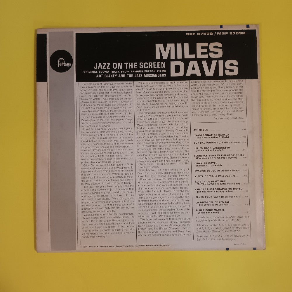 Miles Davis / Art Blakey - Jazz On The Screen OG MONO - 1965 - MGF 27532 - Used - EX - Vinyl