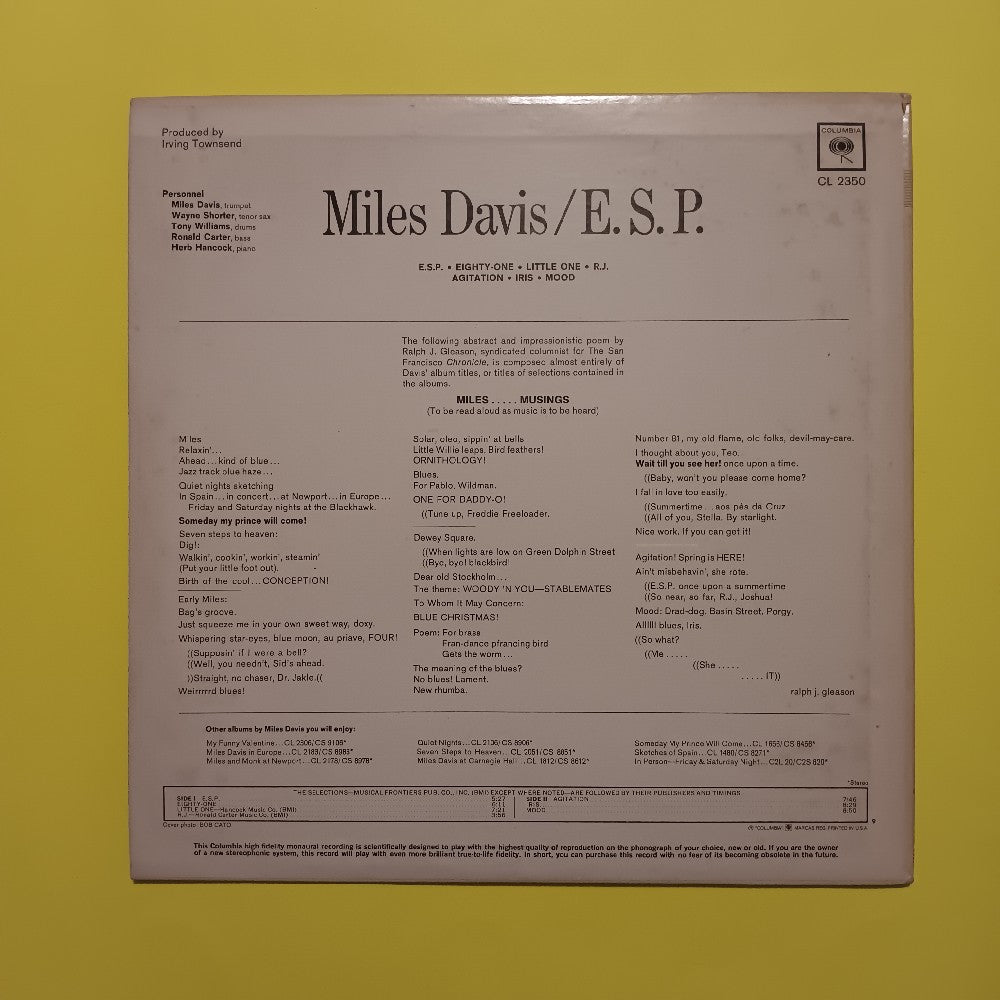 Miles Davis - E. S. P. / ESP OG MONO 2 EYE - 1965 - CL 2350 - Used - VG++ - Vinyl
