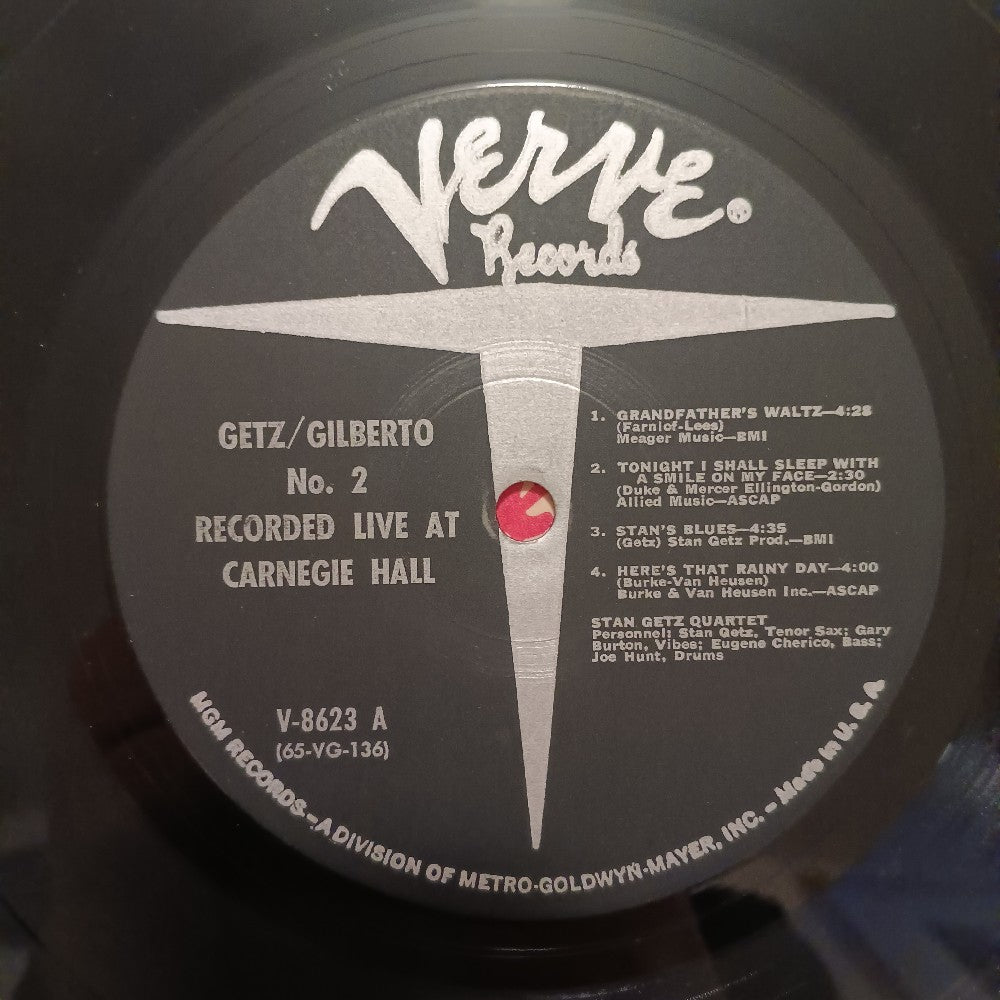 Stan Getz / Joao Gilberto - Getz / Gilberto #2 Carnegie Hall MONO RVG - 1966 - V-8623 - Used - VG++ - Vinyl
