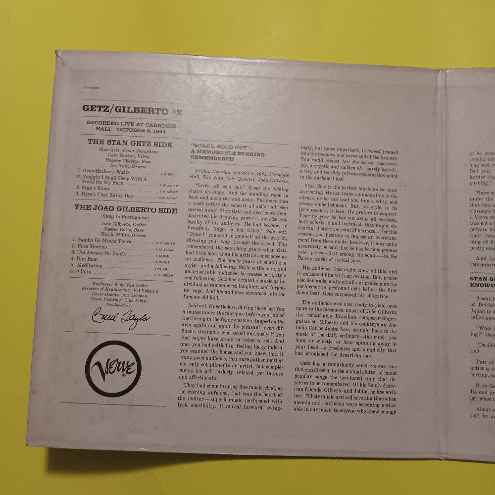 Stan Getz / Joao Gilberto - Getz / Gilberto #2 Carnegie Hall MONO RVG - 1966 - V-8623 - Used - VG++ - Vinyl