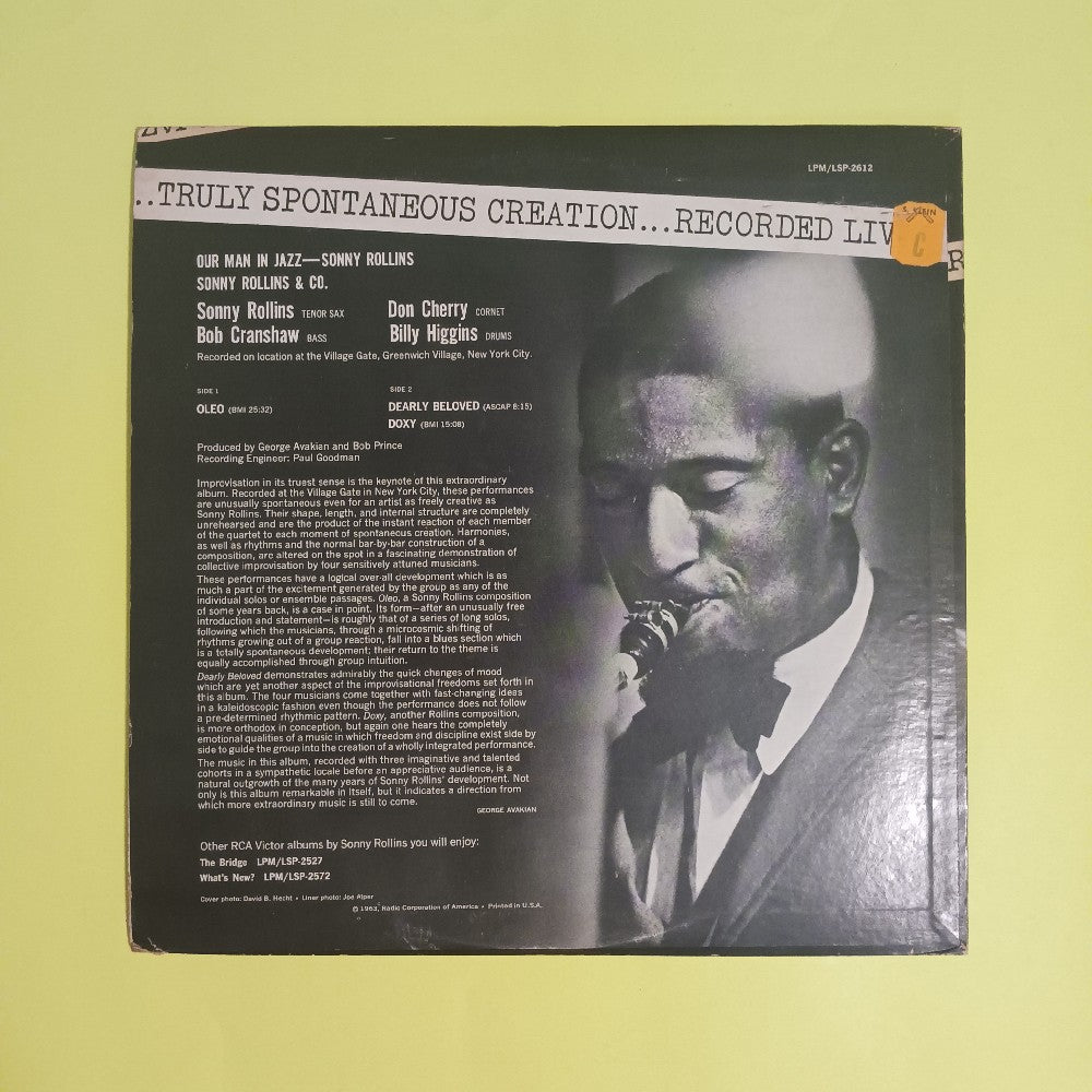 Sonny Rollins - Our Man In Jazz OG DG MONO - 1963 - LPM 2612 - Used - EX - Vinyl