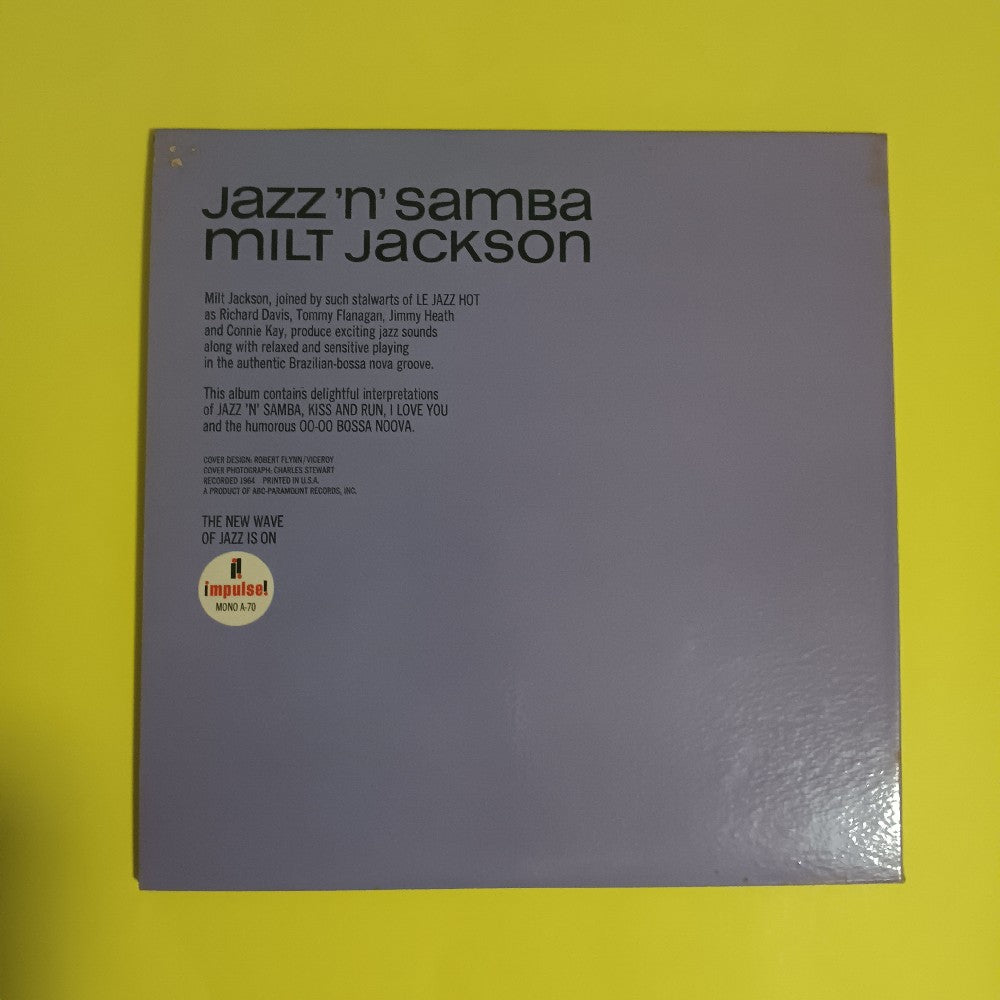 Milt Jackson - Jazz 'N' Samba OG MONO VAN GELDER - 1965 - A-70 - Used - EX - Vinyl