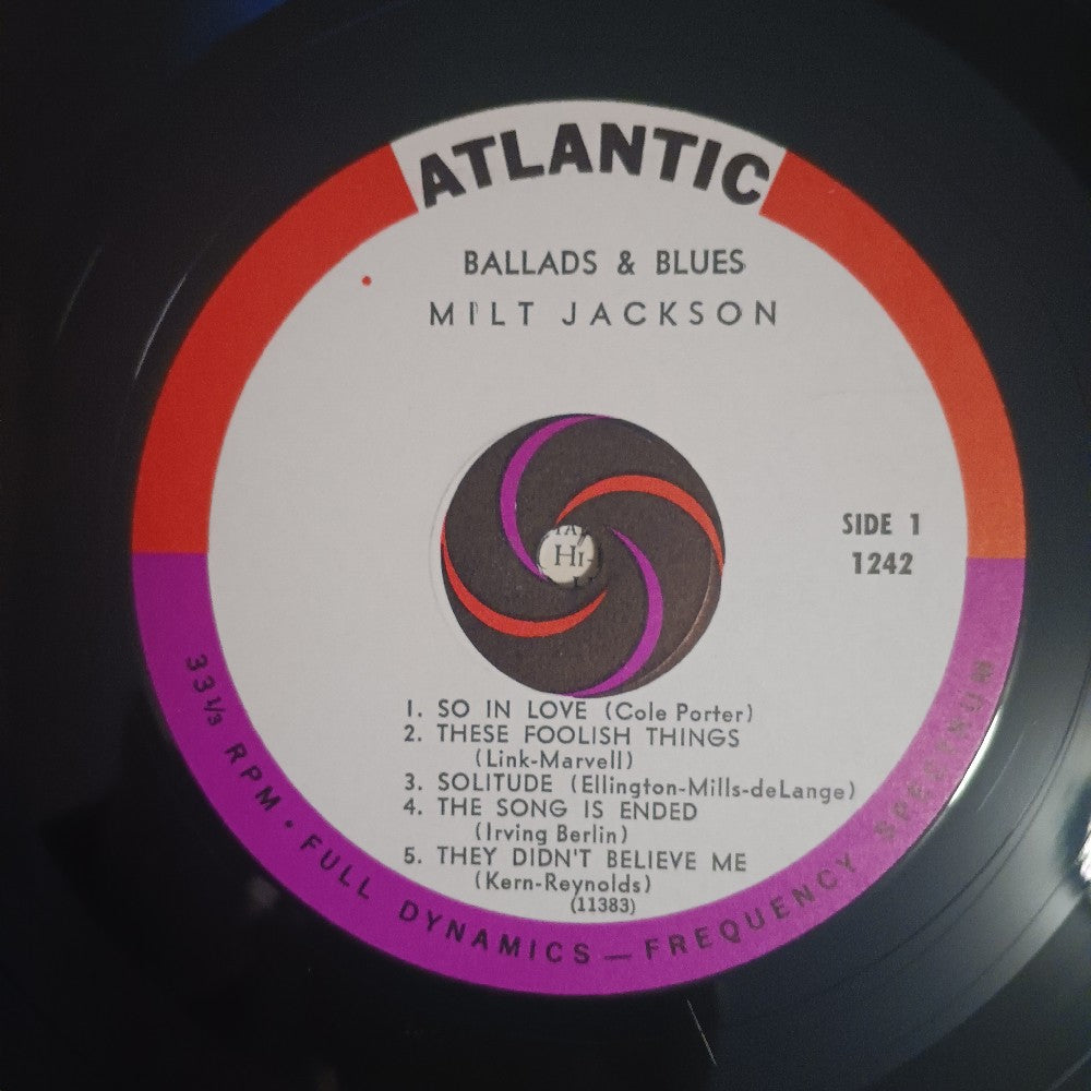 Milt Jackson - Ballads & Blues MONO - 1959 - Atlantic 1242 - Used - VG++ - Vinyl