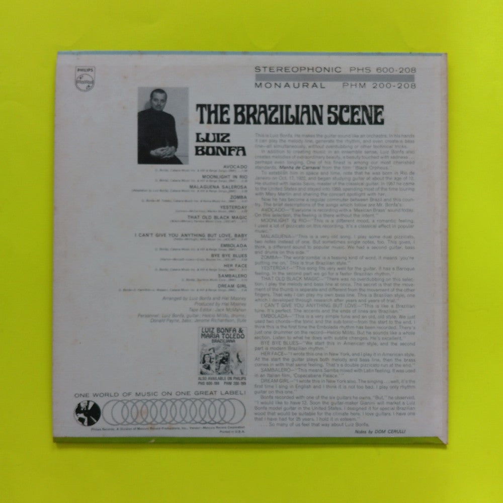 Luis Bonfa - The Brazilian Scene OG MONO - 1966 - PHM 200-208 - Used - EX - Vinyl