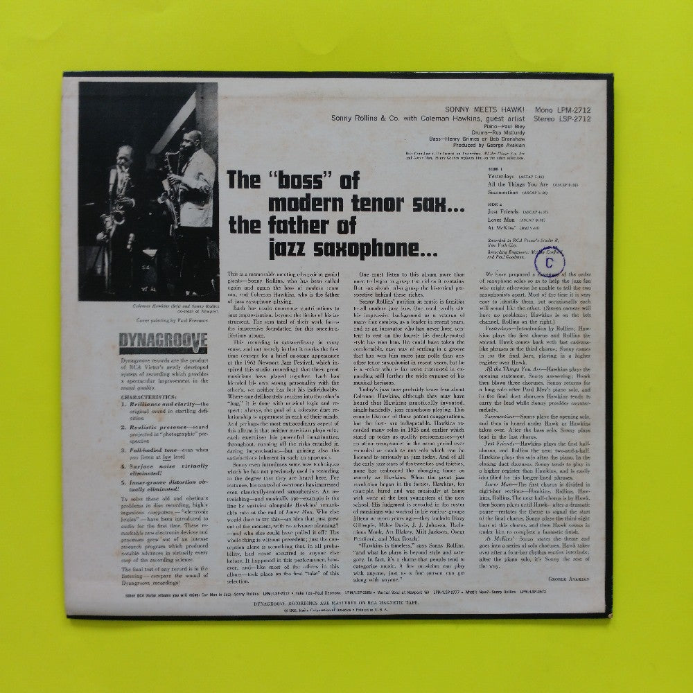Sonny Rollins & Coleman Hawkins - Sonny Meets Hawk OG MONO - 1963 - LPM-2712 - Used - EX - Vinyl
