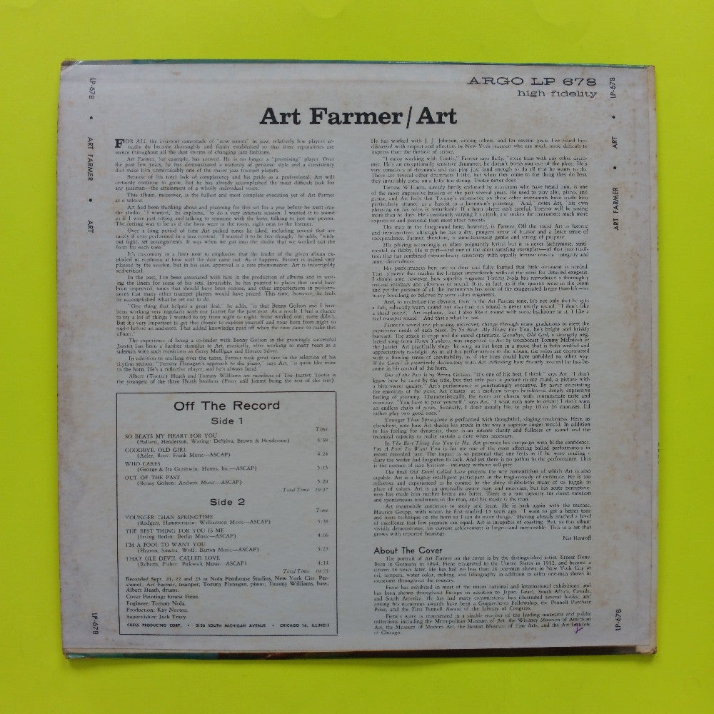 Art Farmer - Art OG DG MONO - 1960 - LP 678 - Used - VG++ - Vinyl