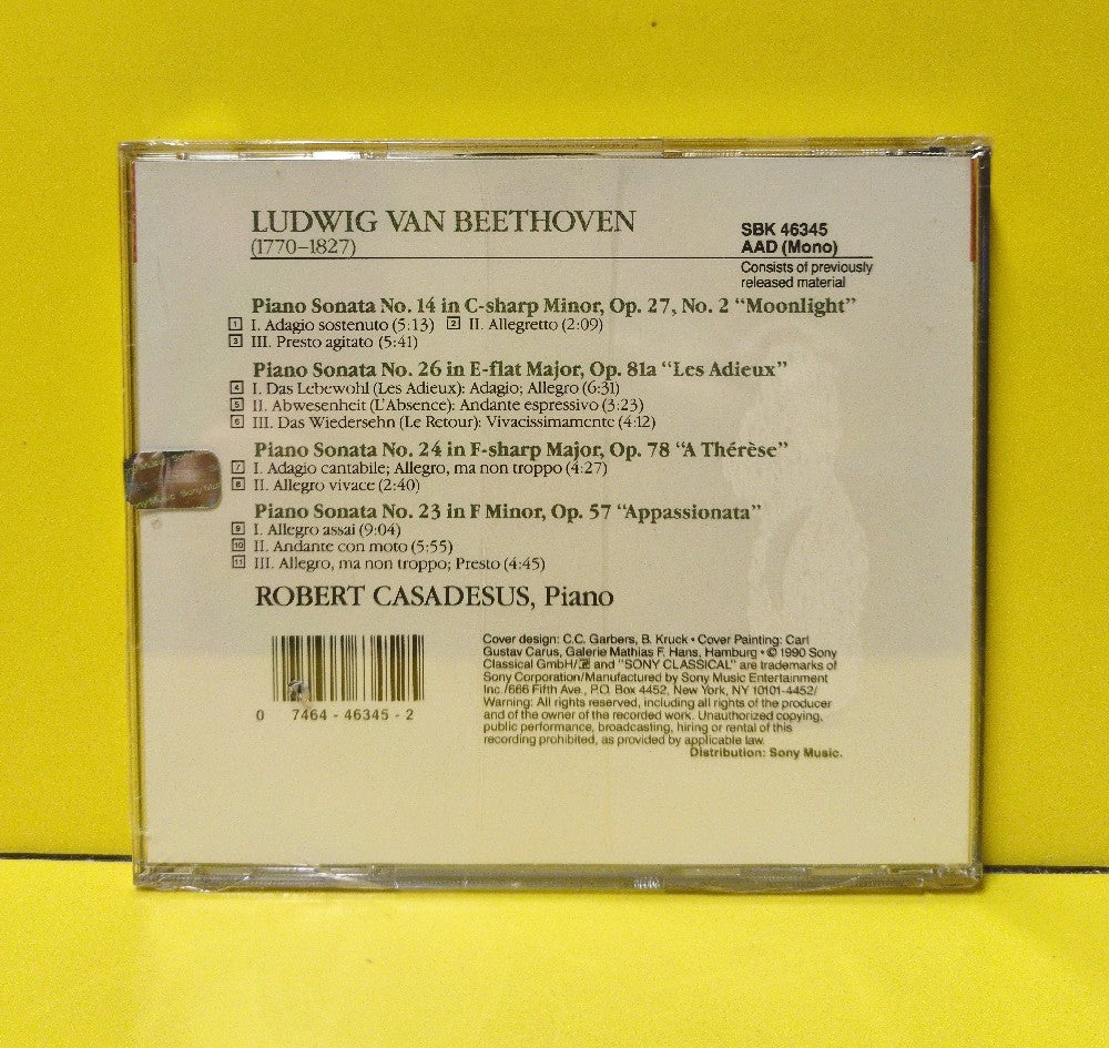 Beethoven : Robert Casadesus - Moonlight, Les Adieux, Appassionata - 1991 - SBK 46345 - New - Sealed - CDs