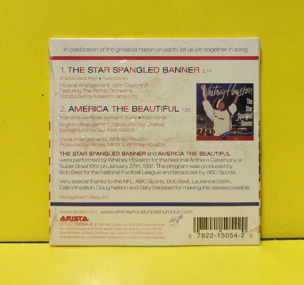 Whitney Houston - The Star Spangled Banner - 2001 - 07822-15054-2 - New - Sealed - CDs - CD Single - Reissue - Cardboard Sleeve