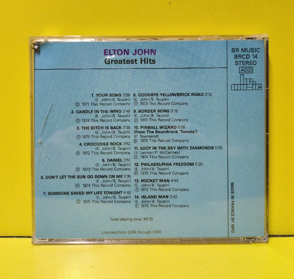 Elton John - Greatest Hits - 1985 - BRCD 14 - Used - EX - CDs - Netherlands Import