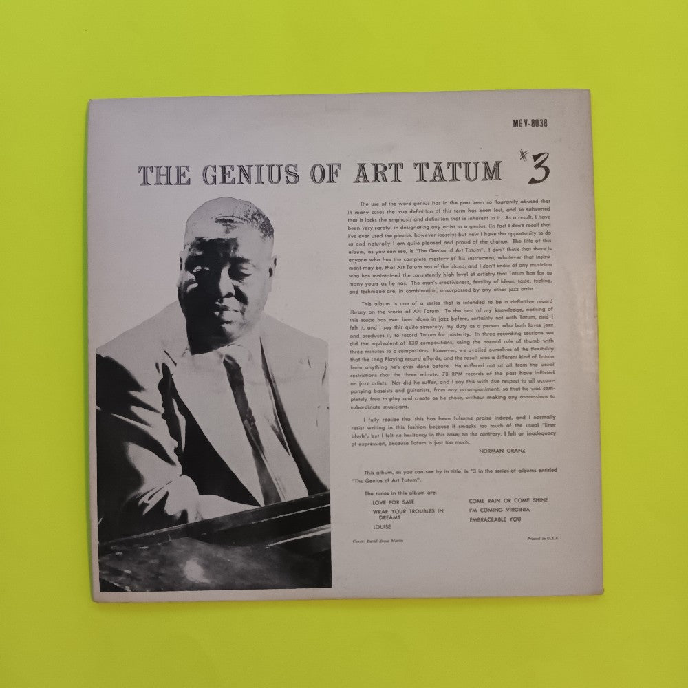 Art Tatum - The Genius Of Art Tatum #3 MONO - 1960 - V-8038 - Used - VG++ - Vinyl