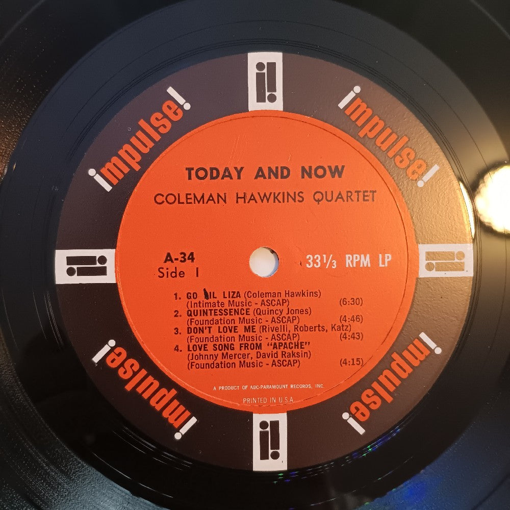 Coleman Hawkins - Today And Now OG MONO RVG - 1963 - A-34 - Used - VG++ - Vinyl