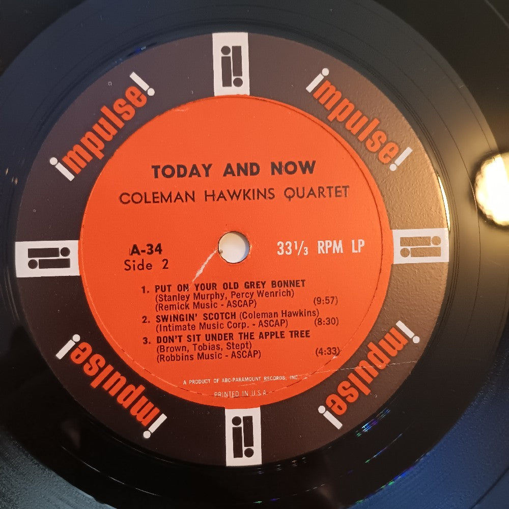 Coleman Hawkins - Today And Now OG MONO RVG - 1963 - A-34 - Used - VG++ - Vinyl