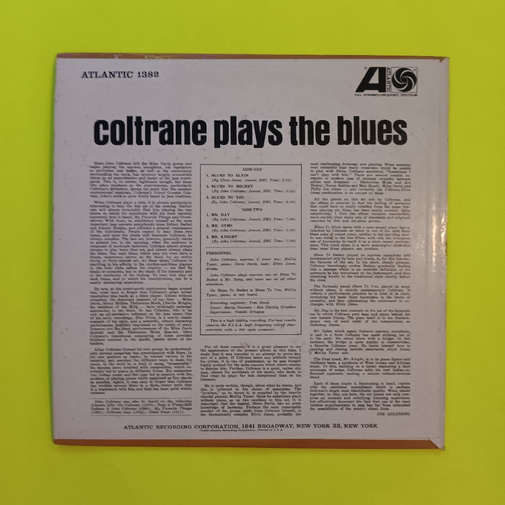 John Coltrane - Coltrane Plays The Blues OG MONO WHITE FAN - 1962 - Atlantic 1382 - Used - EX - Vinyl