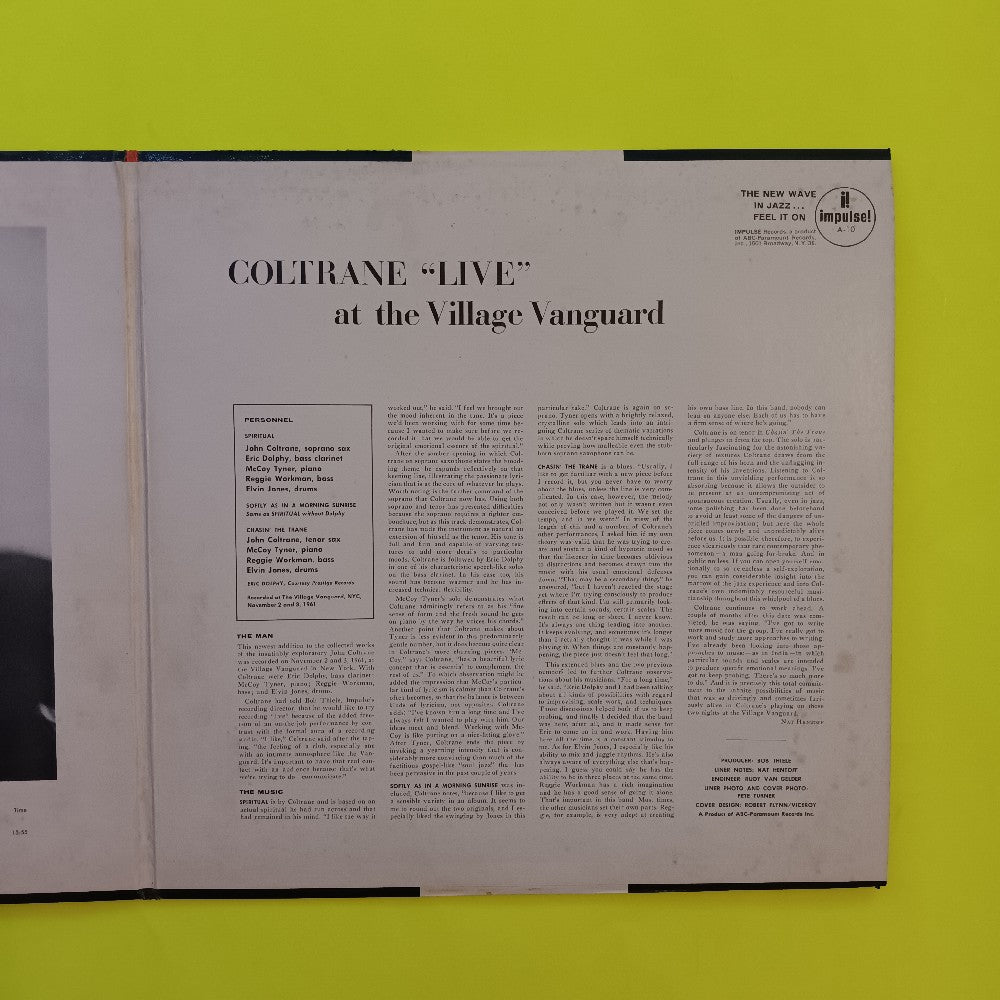 John Coltrane - Live At The Village Vanguard OG MONO AMPAR RVG - 1962 - A-10 - Used - EX - Vinyl