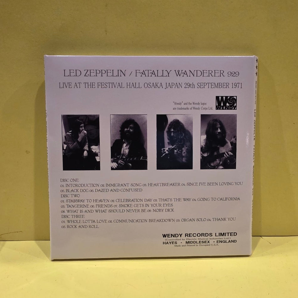 Led Zeppelin  - Fatally Wanderer 929 / Live In Japan 1971 /Rare Limited Edition 3 CDs Set - 2004 - WECD-30/31/32 - Used - EX - CDs