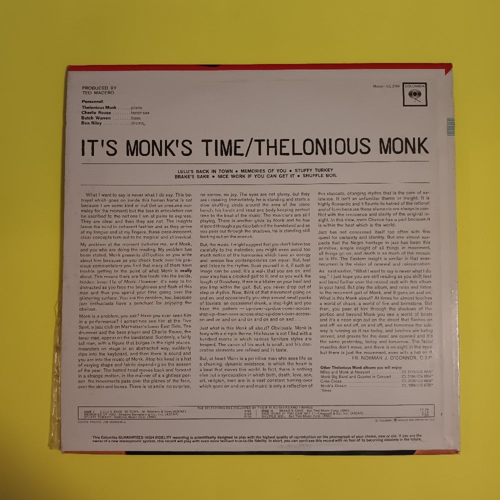 Thelonious Monk - It's Monk's Time OG 2 EYE MONO - 1964 - CL 2184 - New - Sealed - Vinyl