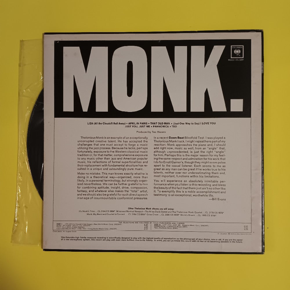 Thelonious Monk - Monk. OG 2 EYE MONO - 1965 - CL 2291 - New - Sealed - Vinyl